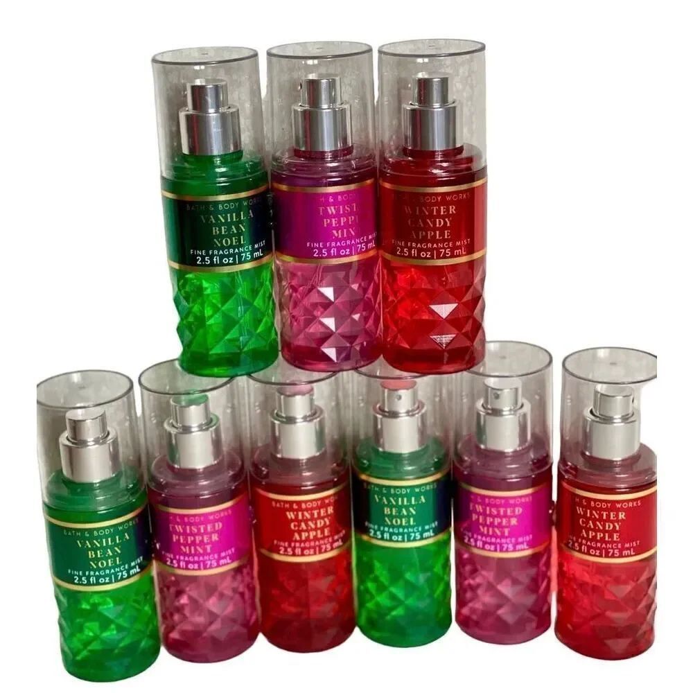 Bath and Body Works 9 Travel Size Assorted Christmas Fragrance Mists